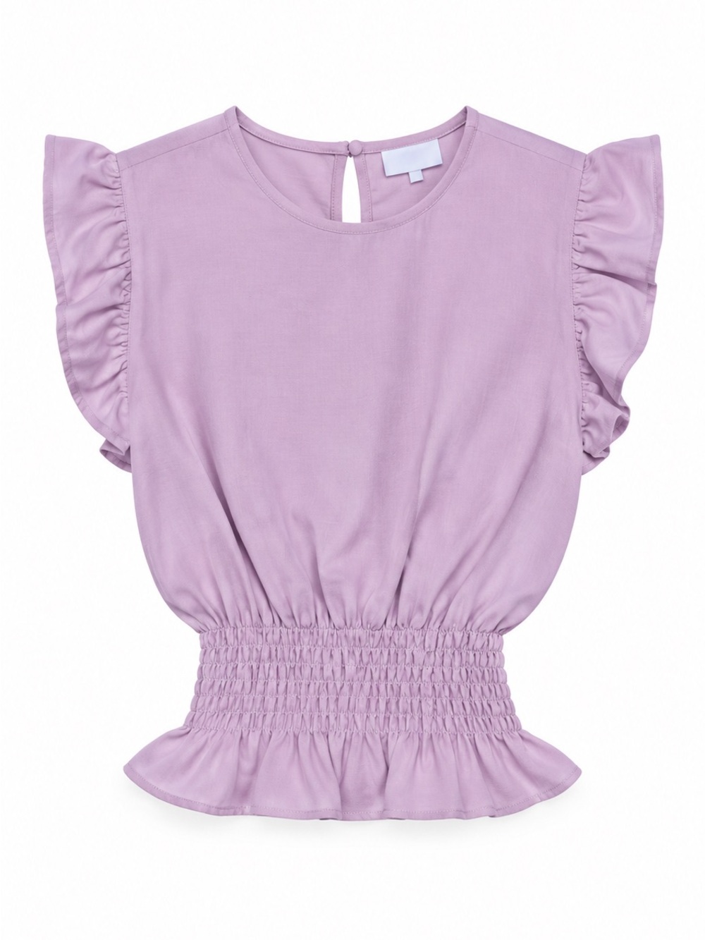 Pleat Pleated Ruffle Sleeve Lavender Smocked Waist Top Girls Size 12